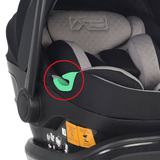 Mountain Buggy protect i-size infant car seat green seat belt guides
