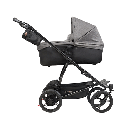 mountain buggy duet double buggy with two carrycot plus side view showing riding modes in color herringbone_herringbone