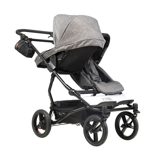 mountain buggy duet double buggy with one carrycot plus in parent facing mode 3/4 view shown in color herringbone_herringbone