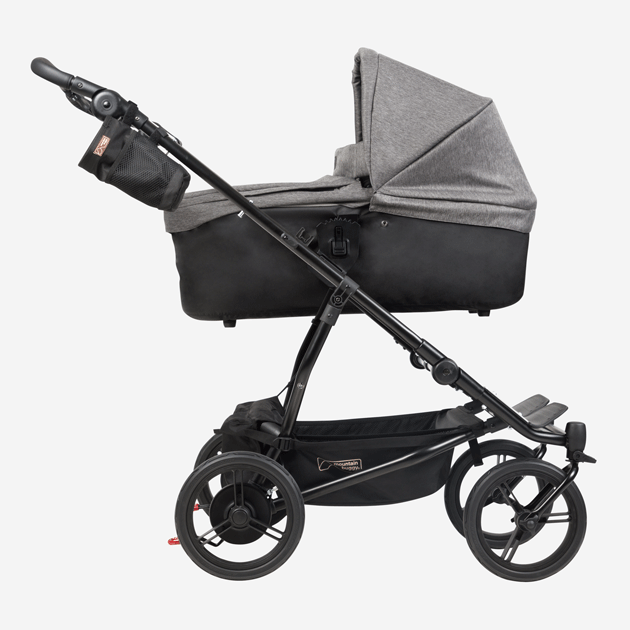 mountain buggy duet double buggy with two carrycot plus side view showing riding modes in color herringbone_herringbone