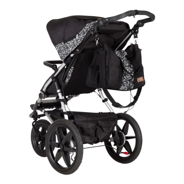 Mountain Buggy parenting bag attached to the terrain buggy in matching colour grey graphite_graphite