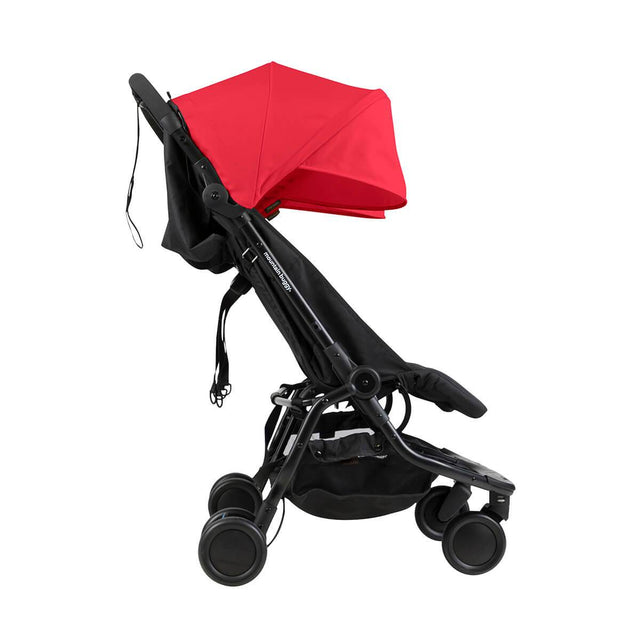 Mountain Buggy nano duo double lightweight buggy side view in colour ruby_ruby
