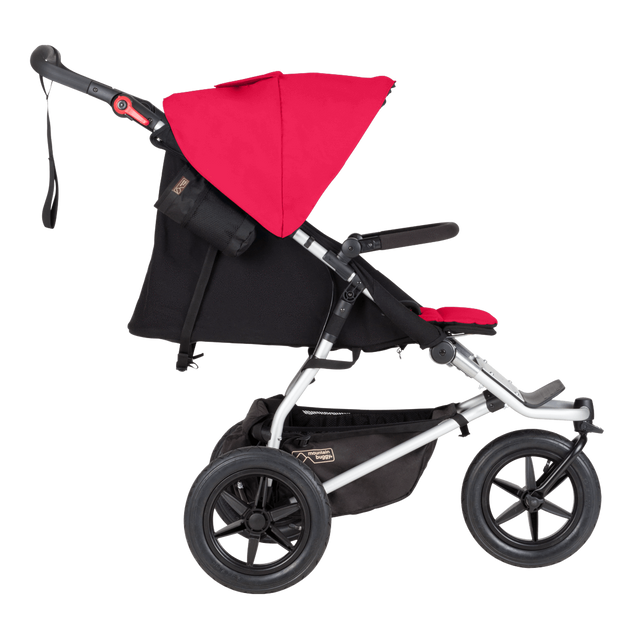 mountain buggy urban jungle  all-terrain buggy lie flat seat side view shown in color berry_berry