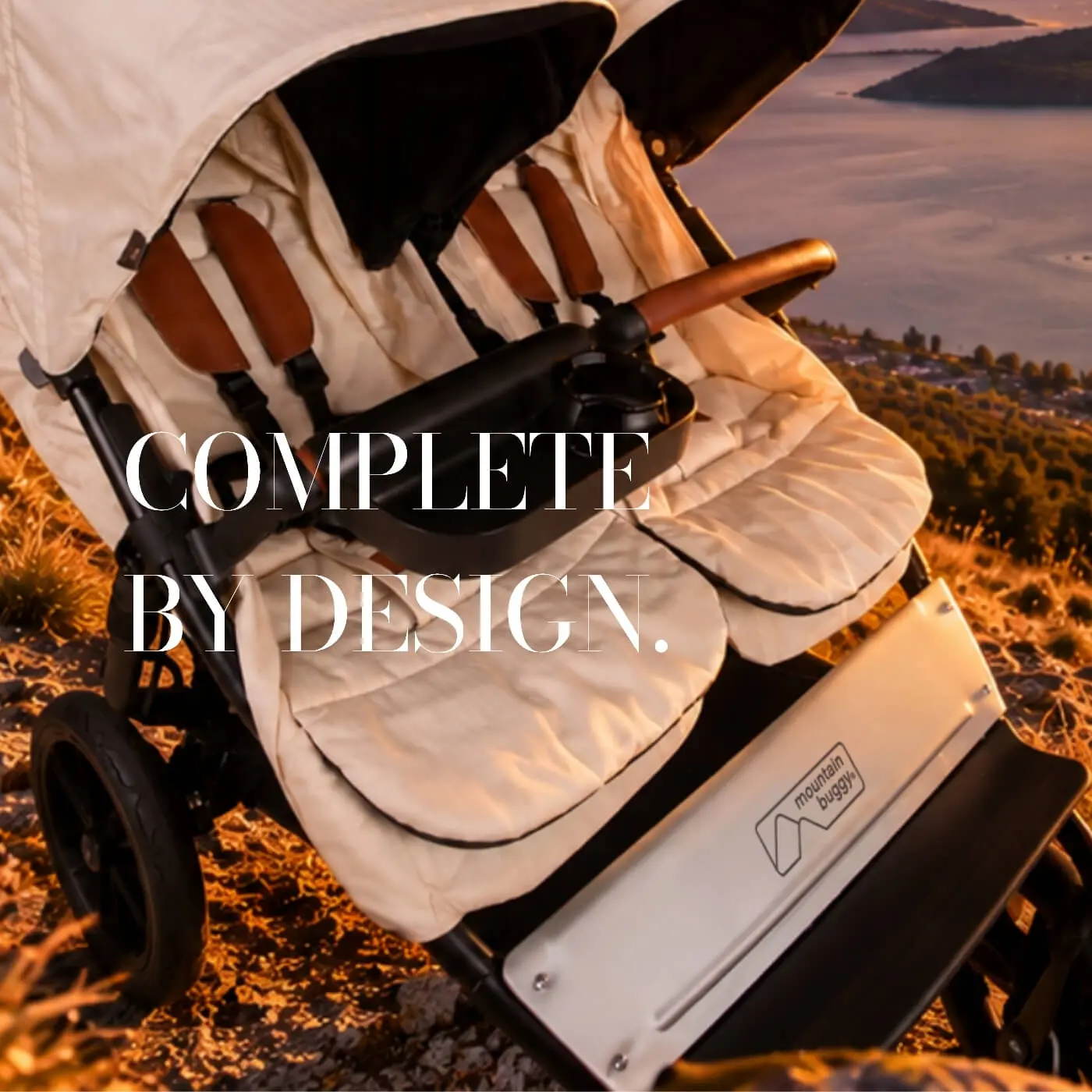 COMPLETE BY DESIGN. duet™ chai fabric in twin toddler mode with food tray