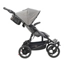 Mountain Buggy luxury duet double stroller side view with puncture free wheels in colour herringbone_herringbone