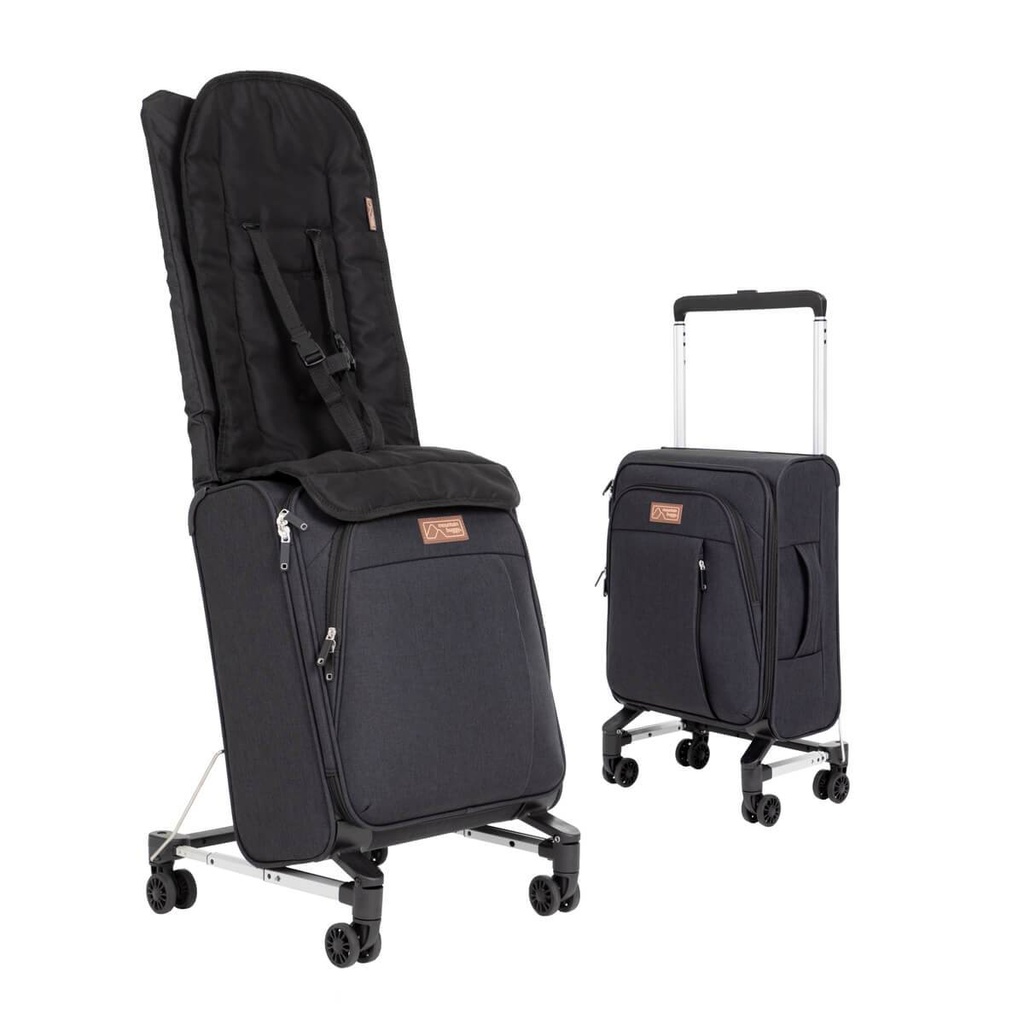 roll on board with skyrider™ a carry-on suitcase that transforms
